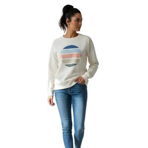 78&Sunny Unisex Graphic Crewneck Sweatshirt Cream Multi Stripe Circle – Size M